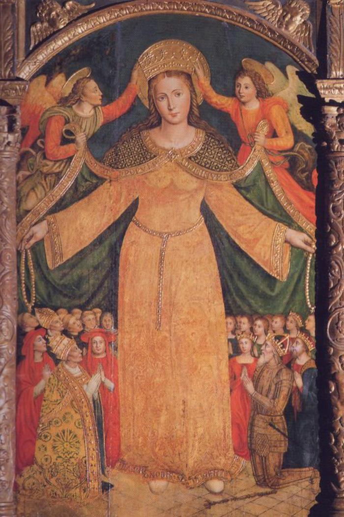 Vierge du Rosaire (1555) par François Bréa. Eglise paroissiale de Saint-Martin-d'Entraunes.